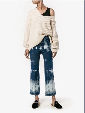 Stella McCartney Bleach-Wash Tie-Dye Cropped Jeans: 26
